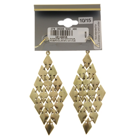 Express Drop-Dangle-Earrings Gold NWT - Picture 3 of 4